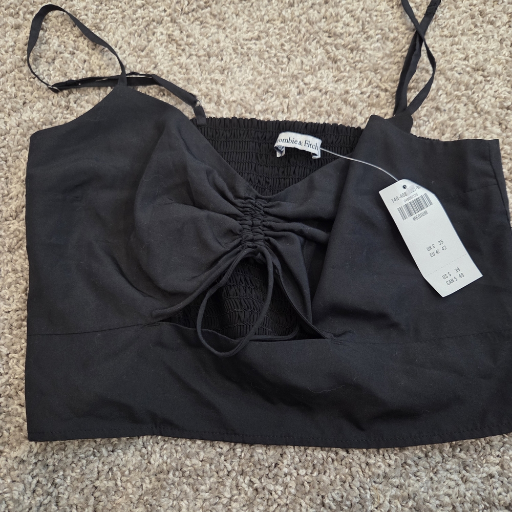 Abercrombie & Fitch Black Ruched Camisole